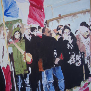 Pintura intitulada "HOMMAGE AUX VICTIMES" por Guidjali, Obras de arte originais, Acrílico