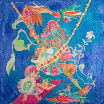 Pittura intitolato "Les fées bleues env…" da Samir Habra, Opera d'arte originale, Altro