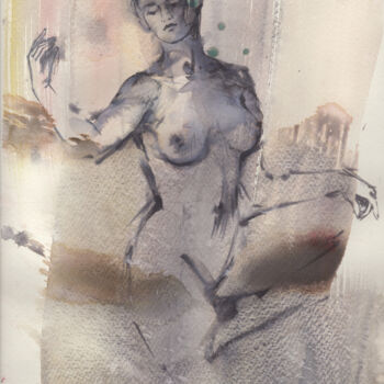 Рисунок под названием "BEAUTIFUL NAKED GIR…" - Samira Yanushkova, Подлинное произведение искусства, Акварель