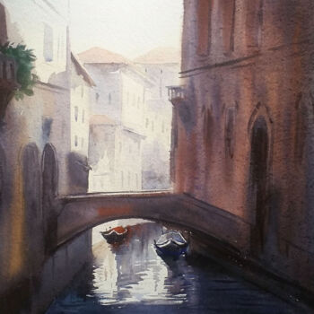 Pintura titulada "Morning Venice Gall…" por Samiran Sarkar, Obra de arte original, Acuarela