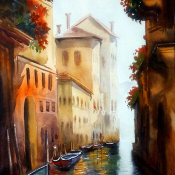 Painting titled "Beauty of Venice Ca…" by Samiran Sarkar, Original Artwork, Watercolor