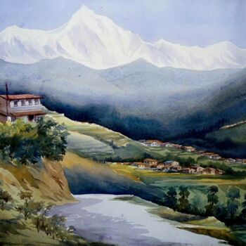 Malarstwo zatytułowany „Beauty of Mountain…” autorstwa Samiran Sarkar, Oryginalna praca, Olej