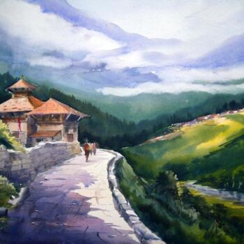 Schilderij getiteld "Beauty of Himalaya…" door Samiran Sarkar, Origineel Kunstwerk, Olie