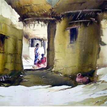 Beauty of Rural Landscape - Acrylic on Canvas Painting Painting by Samiran  Sarkar