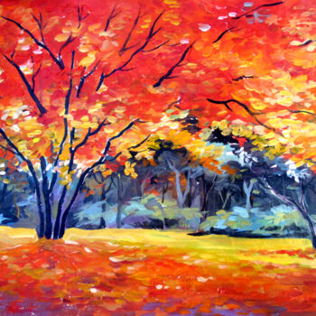 Schilderij getiteld "Beauty of Autumn Fo…" door Samiran Sarkar, Origineel Kunstwerk, Acryl