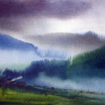 Painting titled "Cloudy Himalaya Mou…" by Samiran Sarkar, Original Artwork, Watercolor