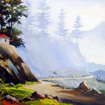 Painting titled "Mountain Road-Acryl…" by Samiran Sarkar, Original Artwork, Acrylic