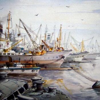 Painting titled "Dock" by Samiran Sarkar, Original Artwork