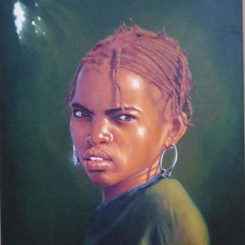 Painting titled "portait d'une afric…" by Samirphinix, Original Artwork