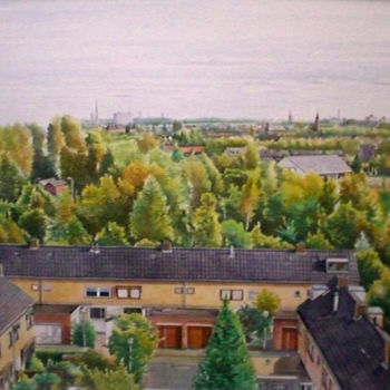 Painting titled "Het landschap van K…" by Sam Masoud, Original Artwork, Watercolor