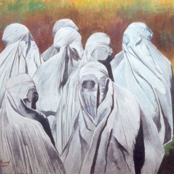 Painting titled "Vogels in een kooi" by Sam Masoud, Original Artwork, Watercolor