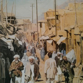 Schilderij getiteld "De oude wijk van Ka…" door Sam Masoud, Origineel Kunstwerk, Acryl
