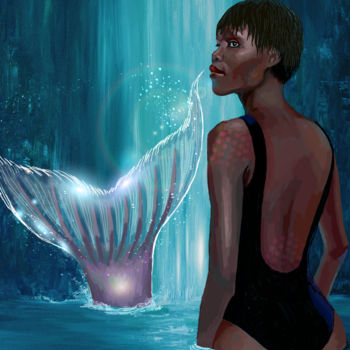 Digital Arts titled "mermaid tail" by Sammy Cheng, Original Artwork, Watercolor