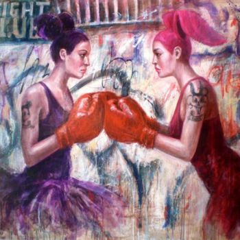 Картина под названием "FIGHT CLUB" - Samobrod Irina, Подлинное произведение искусства