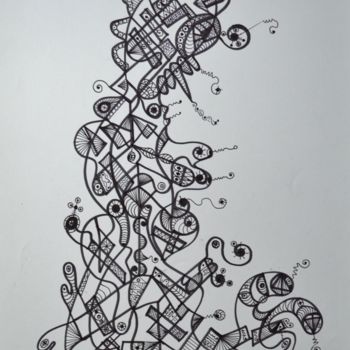 Drawing titled "SCHÉMA INTÉRIEUR" by Salvador  Moreno, Original Artwork, Marker