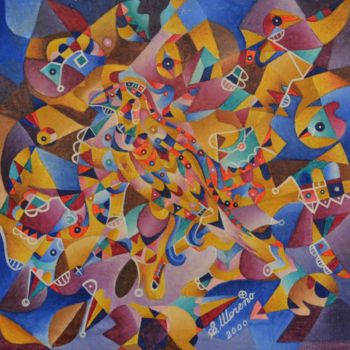 Peinture intitulée "PARTAGER" par Salvador  Moreno, Œuvre d'art originale, Huile