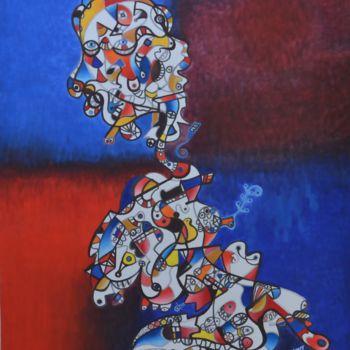 Peinture intitulée "DOUBLE PERSONNALITE" par Salvador  Moreno, Œuvre d'art originale, Huile