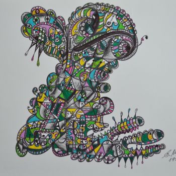 Drawing titled "INCONSCIENT" by Salvador  Moreno, Original Artwork, Marker