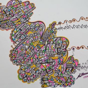 Tekening getiteld "ONDES ENERGETIQUES" door Salvador  Moreno, Origineel Kunstwerk, Marker