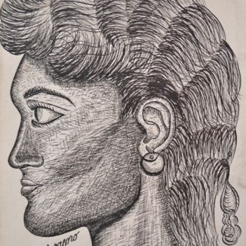 Drawing titled "PROFIL D'ADO" by Salvador  Moreno, Original Artwork, Ink