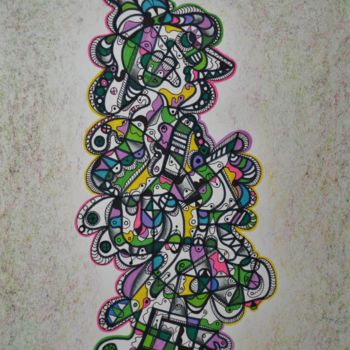 Tekening getiteld "CONSCIENCE COSMIQUE" door Salvador  Moreno, Origineel Kunstwerk, Marker