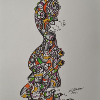 Dessin intitulée "HOLISTIQUE" par Salvador  Moreno, Œuvre d'art originale, Marqueur