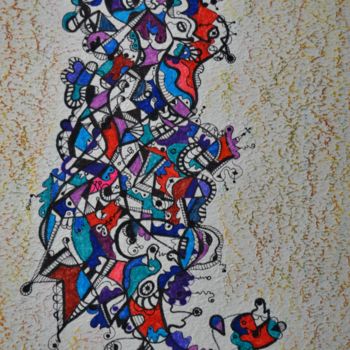 Рисунок под названием "LA FORCE DE L'ESPRIT" - Salvador  Moreno, Подлинное произведение искусства, Маркер
