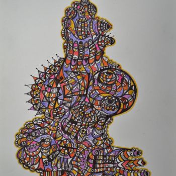 Рисунок под названием "PARTICULES COSMIQUES" - Salvador  Moreno, Подлинное произведение искусства, Маркер