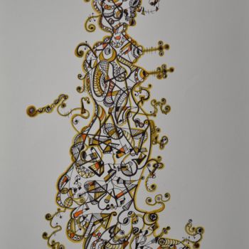 Drawing titled "POUSSIERE DE VIE" by Salvador  Moreno, Original Artwork, Marker