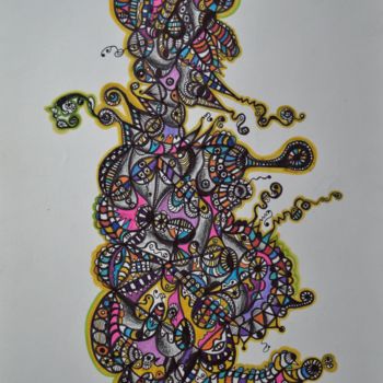 Dessin intitulée "SIGNES SPIRITUELS" par Salvador  Moreno, Œuvre d'art originale, Marqueur