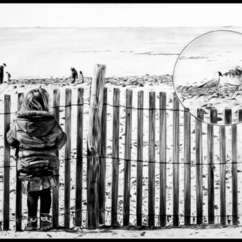 Dessin intitulée "horizon" par Samos17 Portraitiste, Œuvre d'art originale, Crayon