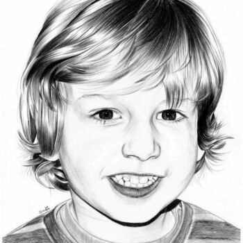 Drawing titled "portrait dessin enf…" by Samos17 Portraitiste, Original Artwork, Pencil