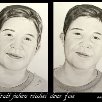 Drawing titled "julien réalisé deux…" by Samos17 Portraitiste, Original Artwork, Pencil