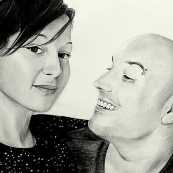"portrait couple au…" başlıklı Resim Samos17 Portraitiste tarafından, Orijinal sanat, Kalem