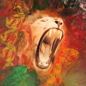 Peinture intitulée "lion peinture pour…" par Samos17 Portraitiste, Œuvre d'art originale, Autre