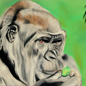 Dessin intitulée "gorille pastel" par Samos17 Portraitiste, Œuvre d'art originale, Pastel Monté sur Châssis en bois