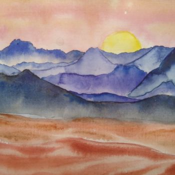 Peinture intitulée "Пустыня" par Natalia Samoilova, Œuvre d'art originale, Aquarelle
