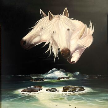 Painting titled "Horses" by Samuel Díaz, Original Artwork, Oil
