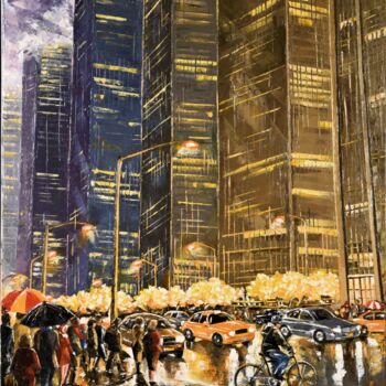 Peinture intitulée "New York, le 24 déc…" par Samuel René Halifax, Œuvre d'art originale, Huile Monté sur Châssis en bois