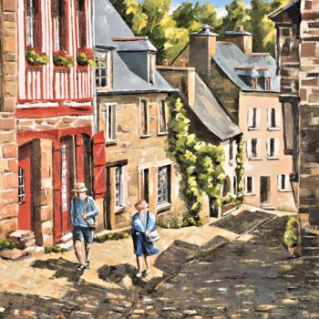 Peinture intitulée "Ruelle typique de D…" par Samuel René Halifax, Œuvre d'art originale, Huile Monté sur Châssis en bois