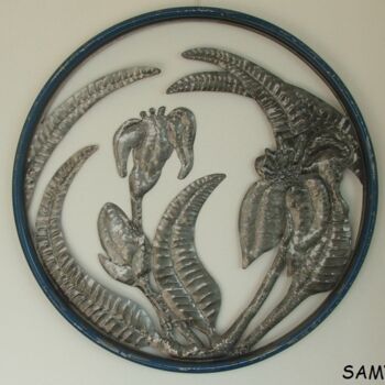 Sculpture titled "iron iris" by Samy, Original Artwork, Metals