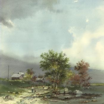 Painting titled "After rain" by Samvel Galstyan, Original Artwork, Watercolor