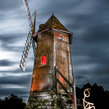 Photography titled "Le Vieux Moulin" by San Art, Original Artwork, Light Painting Mounted on Wood Stretcher frame