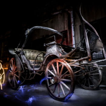 "Calèche" başlıklı Fotoğraf San Art tarafından, Orijinal sanat, Light Painting Ahşap Sedye çerçevesi üzerine monte edilmiş