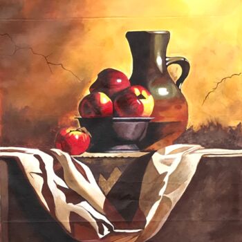 "Pewter and apples" başlıklı Tablo Sana Nisar tarafından, Orijinal sanat, Akrilik