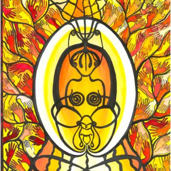 Картина под названием "Космическое яйцо/Др…" - Оксана Доробалюк, Подлинное произведение искусства, Гуашь