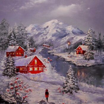Peinture intitulée "Sweet Winter Stroll…" par Sanade, Œuvre d'art originale, Huile