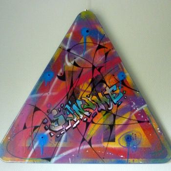 Sculpture titled "Rétrécissement" by Saname, Original Artwork, Spray paint Mounted on Metal