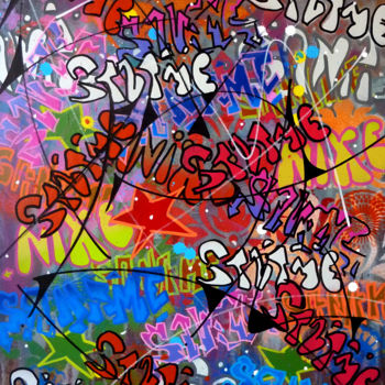 Malarstwo zatytułowany „Muti Tags 2” autorstwa Saname, Oryginalna praca, Farba w spray'u Zamontowany na Drewniana rama noszy