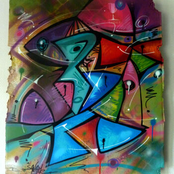 Painting titled "Fish 14" by Saname, Original Artwork, Spray paint